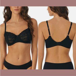 NWT $72‎ Le Mystere [ 34DDD 34F ] Cotton Touch Unlined Demi Bra Black #6191
